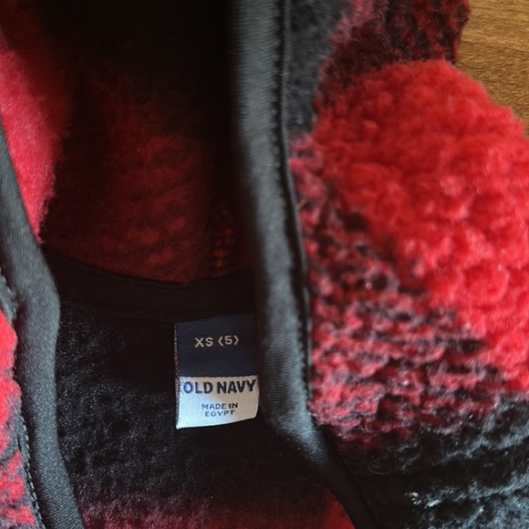 Old Navy Buffalo plaid fleece Sherpa hooded jacket with pockets - Picture 2 of 4